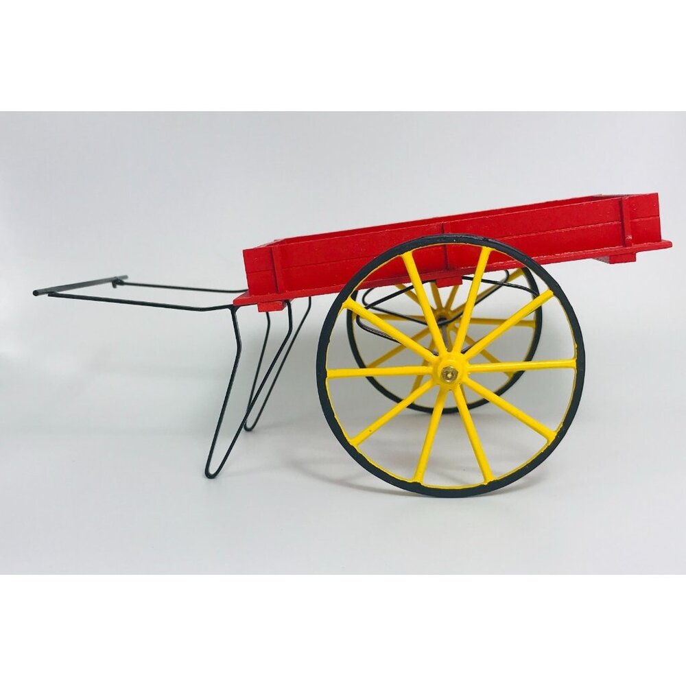 Vintage Artisan Miniature Horse Drawn Carriage Wagon Buggy Wood Handmade 3" USA